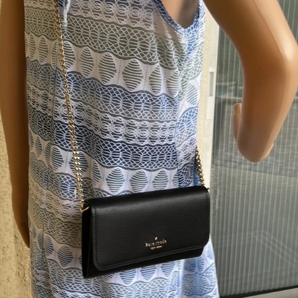 Kate Spade Chain Wallet Crossbody Clutch Black - Picture 2 of 16